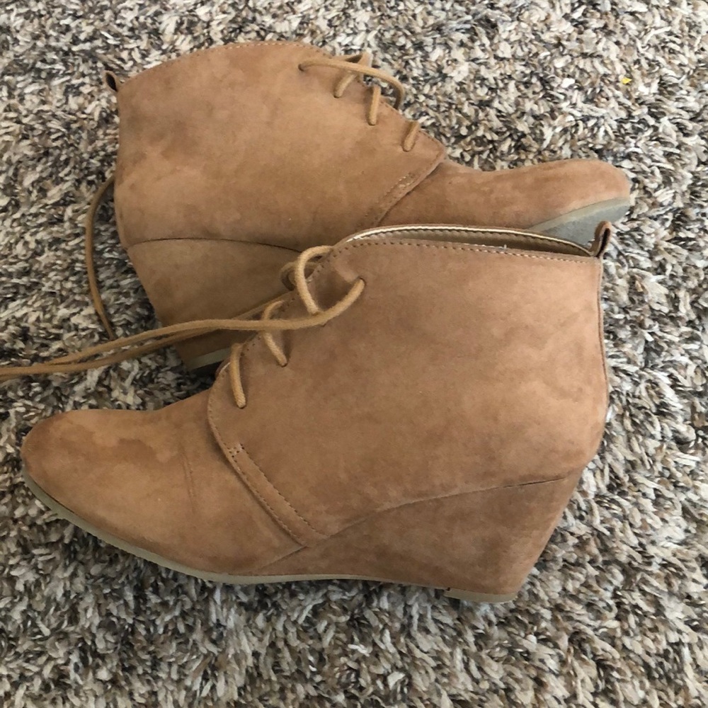 Suede wedge booties